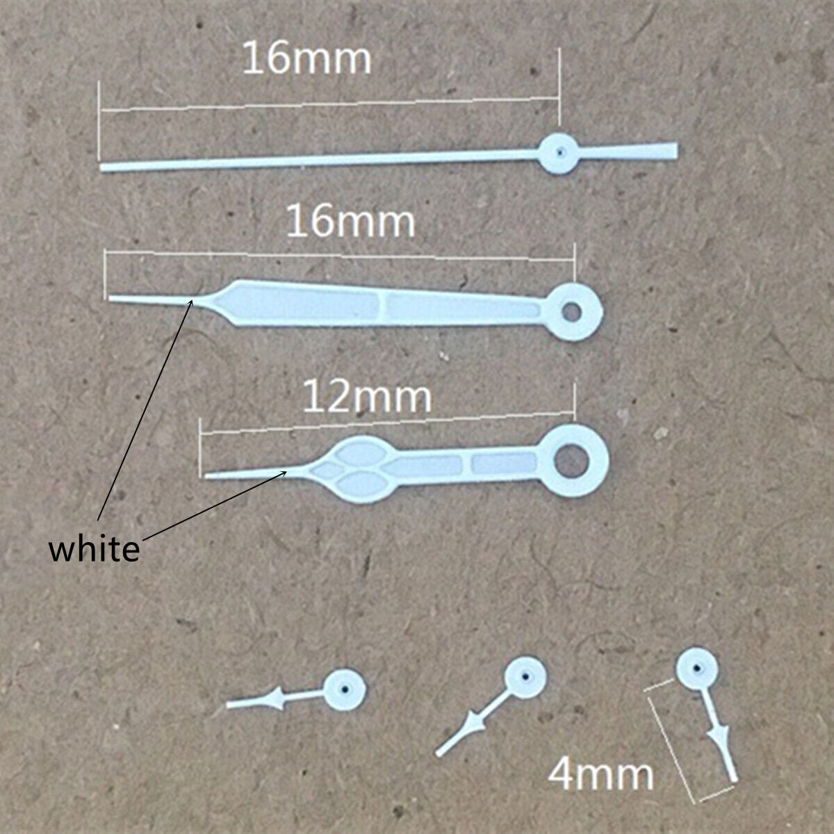 Green luminous 16mm watch hands with white trim for Miyota OS10 OS20 OS60 OS80 models.