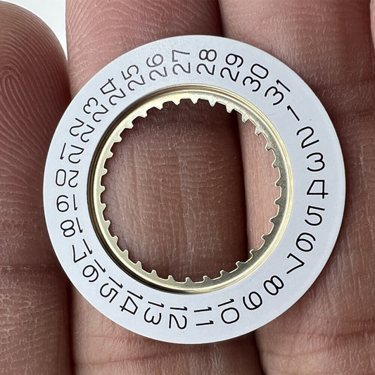 White date disk wheel for Ronda 5040D 5030D watch movement, date display at 3 o'clock, precision fit.