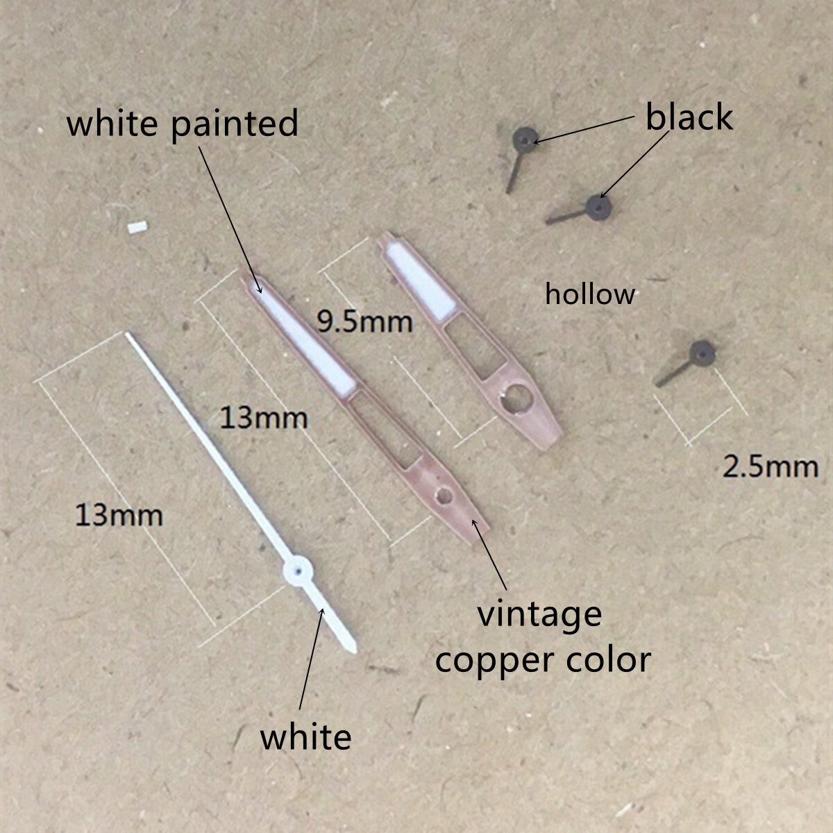2 Sets/Pack 13mm Copper Color Trim Green Lume Hands for Epson VD53 VD54 VD57