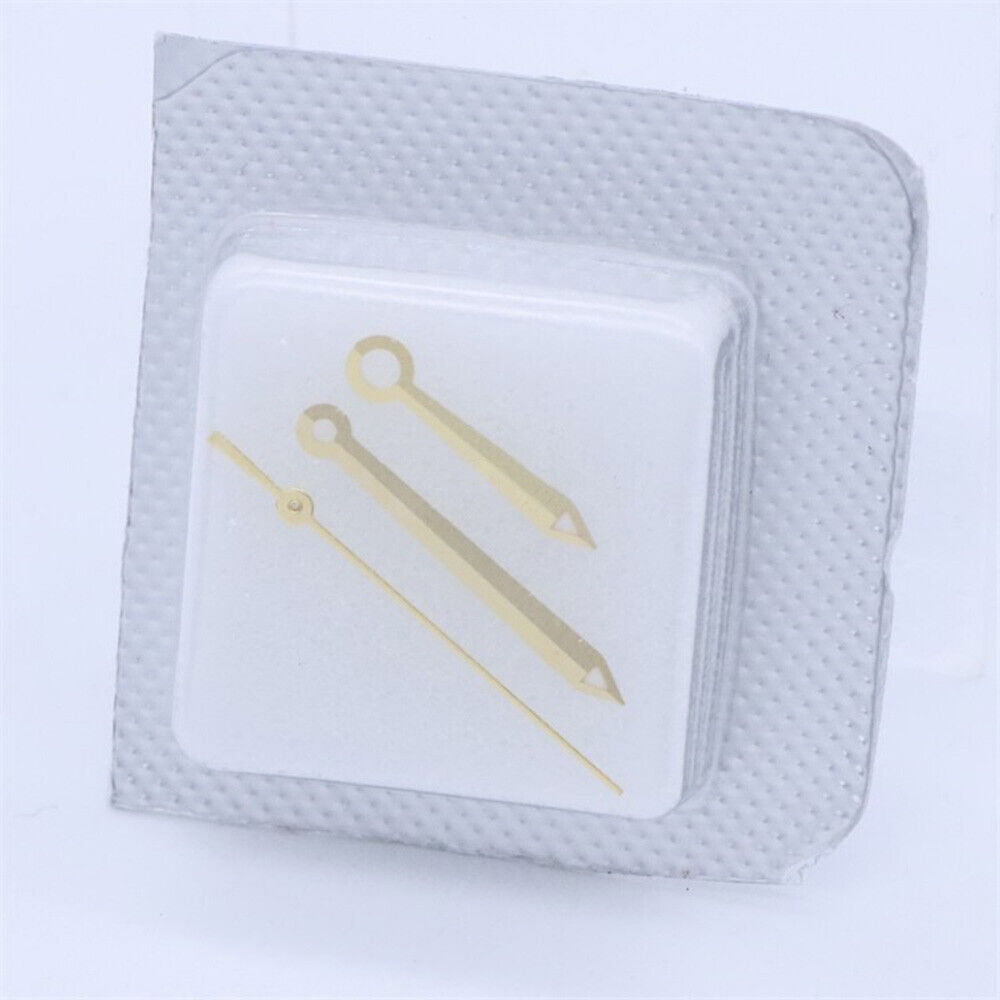 Golden and silver trim arrow-shaped watch hand set with three hands, compatible with ETA2834 and T038,.