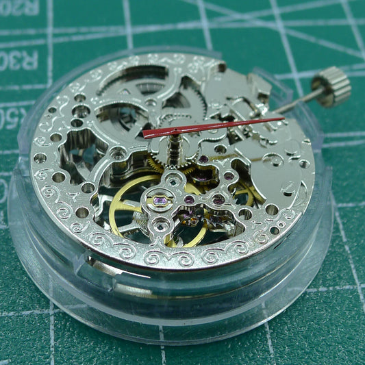 TY2807 Skeleton automatic mechanical watch movement, T16 replacement for precise timekeeping.