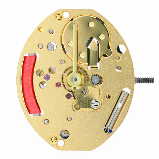 ETA E03.001 quartz movement showing 2-hand mechanism for precise timekeeping in watches.