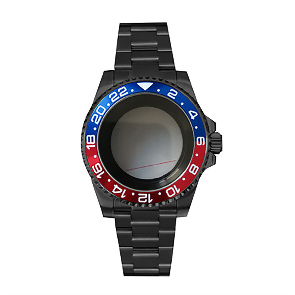 Boîtier de montre 40 mm avec bracelet en acier inoxydable noir PVD et verre saphir pour NH35/NH36
