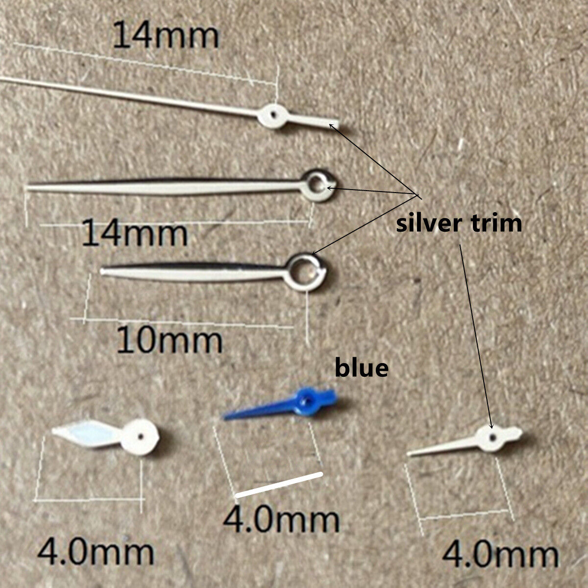 Silver Trim Blue Small Second Hand Watch Hands Set for PE70 Movement