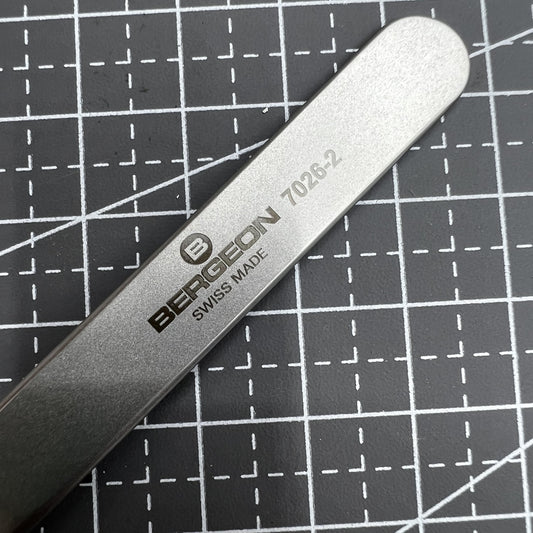 Swiss Bergeon 7026-2 antimagnetic tweezer with fine, strong tips for precise watch accessory handling.
