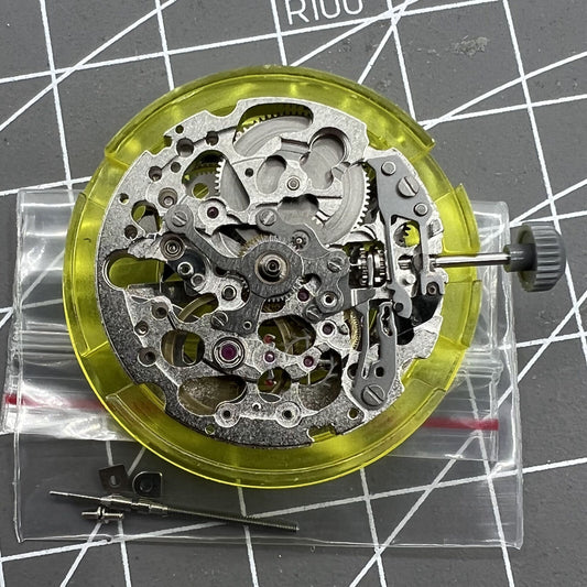 Japan Made Miyota 8N24 silver automatic watch movement by Miyota, precise mechanical engineering.