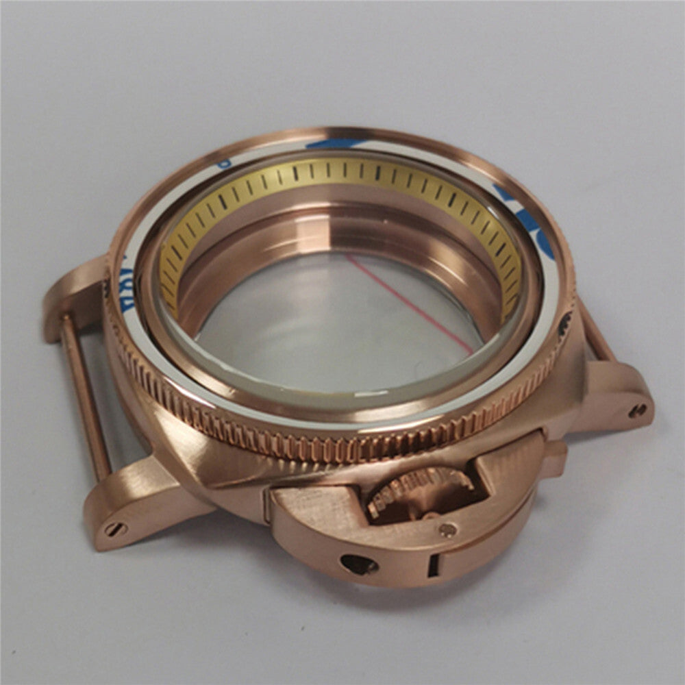 Boîtier de montre 42 mm en acier inoxydable PVD rose doré pour mouvement NH35/NH36/4R/7S