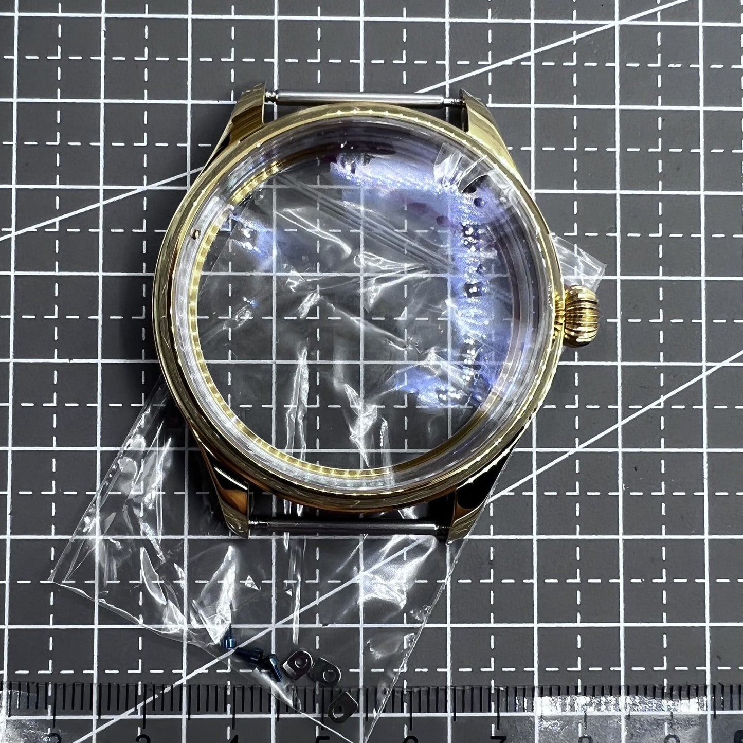 Boîtier de montre doré 316L de 44 mm pour mouvements Seagull ST3600/ST3621/<tc>ETA</tc>6497/<tc>ETA</tc>6498