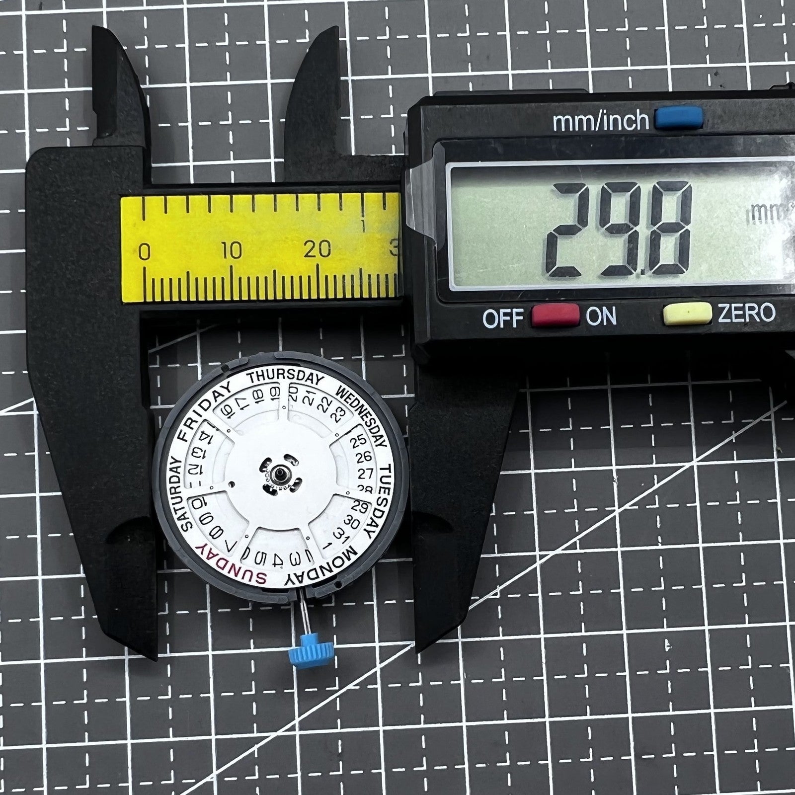 Japan Miyota 6M55 quartz watch movement with 3 hands and date display, reliable precision by Miyota.