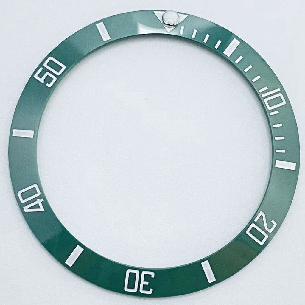 38 mm grüne GMT-Uhrenlünette mit weißer Schrift, Keramik, Uhrenteil für 40 mm Uhrengehäuse