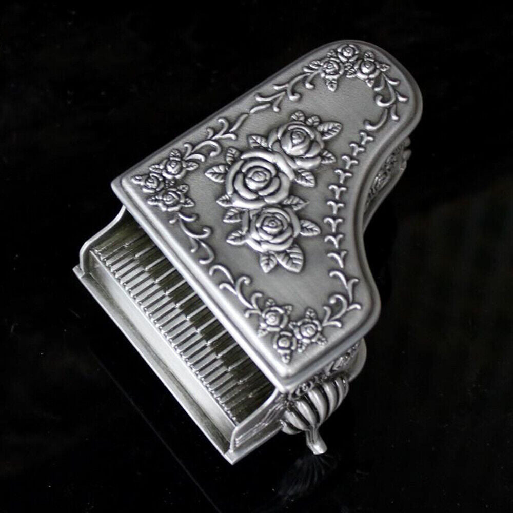Retro rectangle jewelry box by Piano with Rose, perfect for organizing trinkets and watch accessories.