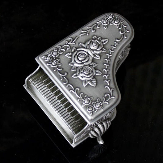 Retro rectangle jewelry box by Piano with Rose, perfect for organizing trinkets and watch accessories.