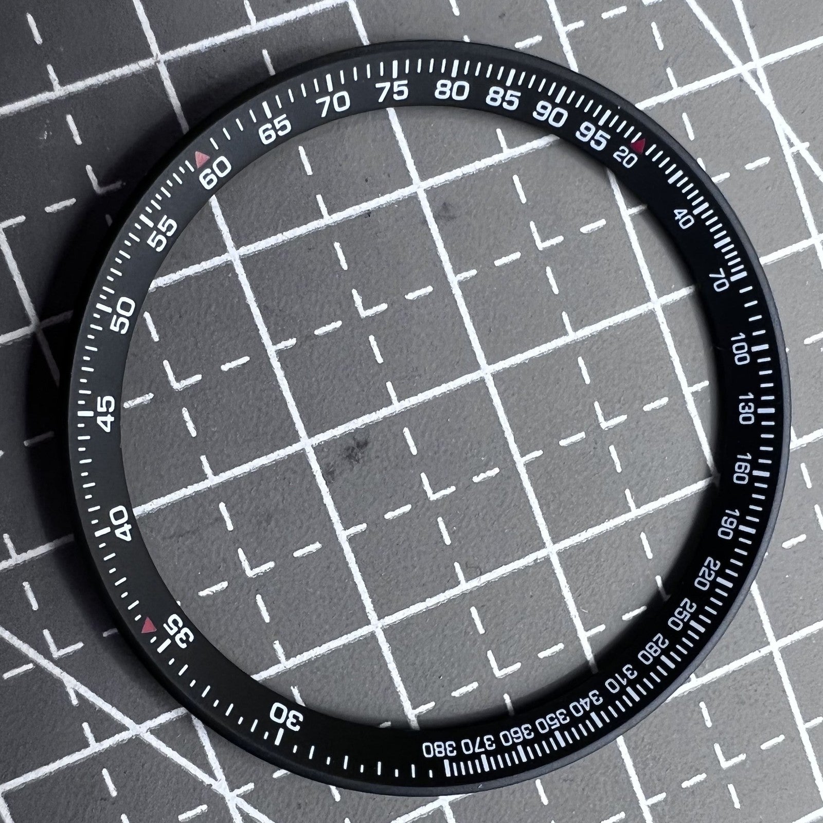 Black metal modified chapter ring 37x31.5mm, perfect for upgrading watch dials with style and precision.