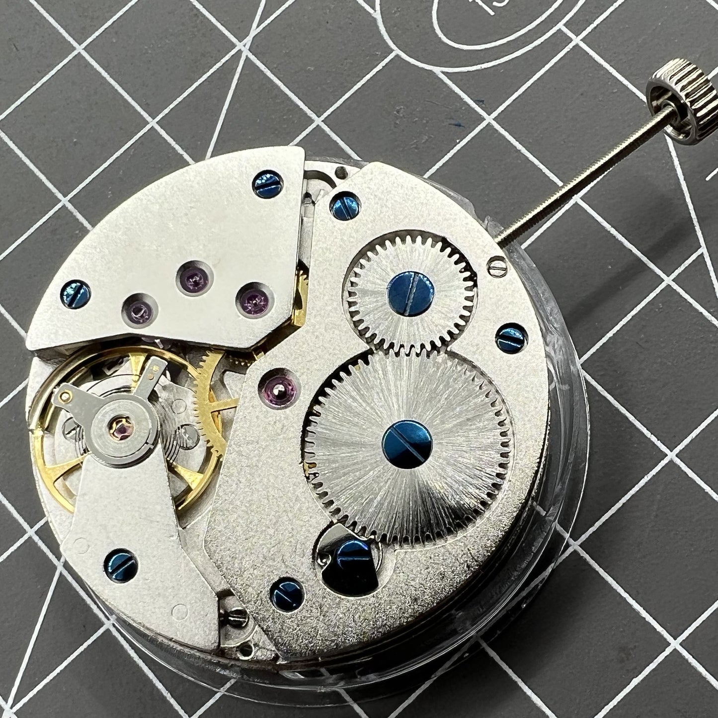 Asian Seagull ST3621 mechanical watch movement with ETA 6498 second hand at 6, replacement part for watch repair.