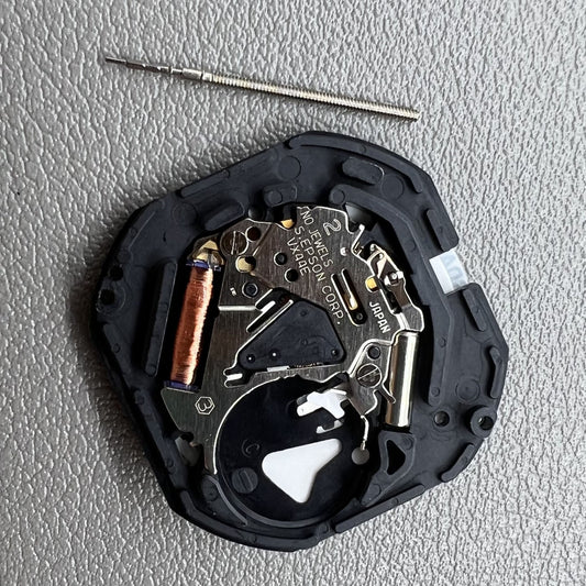 Hattori Epson TMI VX44E white quartz watch movement dial, Japan-made precision for watch accessories.