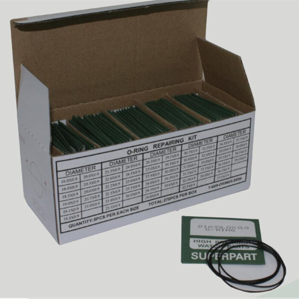 Kit de joints toriques étanches pour fond de montre, épaisseur 0,9 mm, 54 tailles, 270 pièces