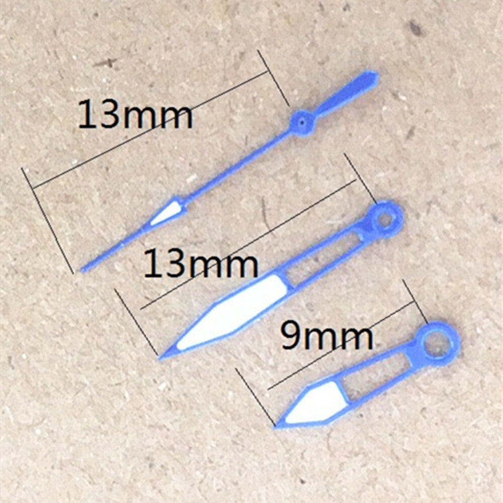 2er Set Blaue Lume Zeiger mit Rand für Miyota 2035 Uhrwerk P1-H4-C106
