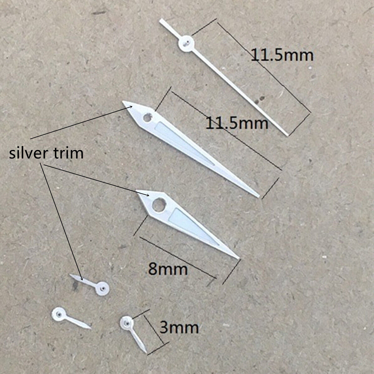 11.5mm Silver Trim Green Luminous Watch Hands for VX3J VX9J VX7J VX3N VX9N VX42