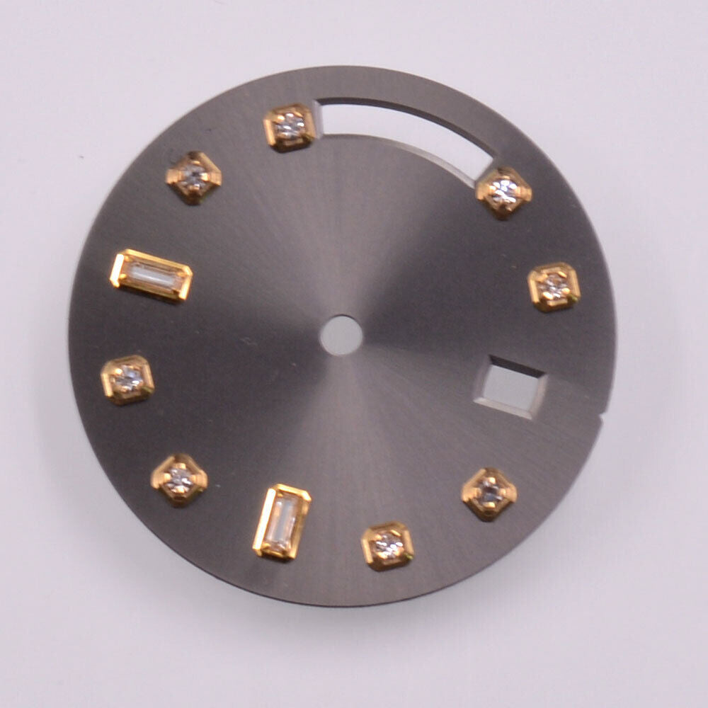 Golden nail-style 28.5mm grey watch dial with no lume or scale for Seagull ST1644 movement.