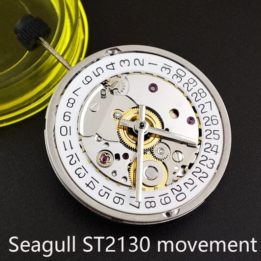 Seagull ST2130 automatic watch movement, silver finish, 28800VPH frequency, ETA 2824 compatible.