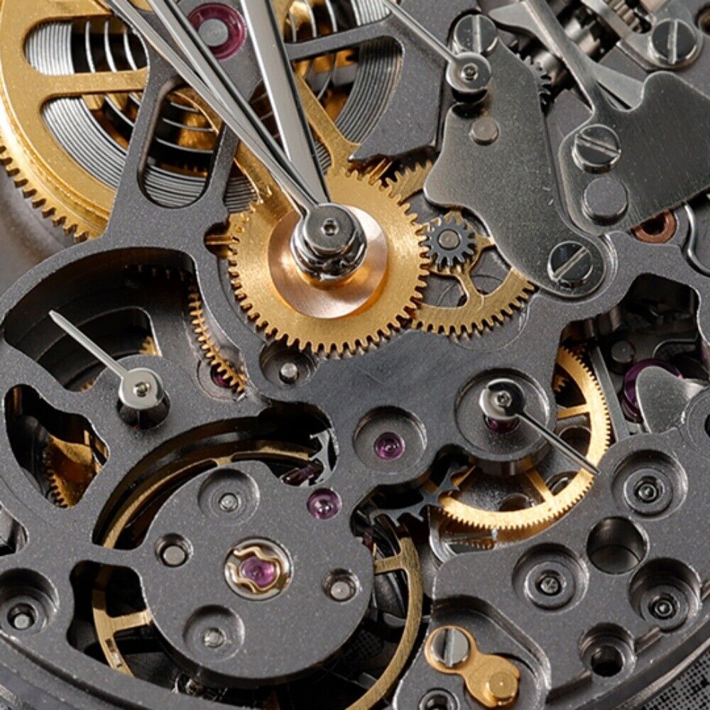 Chinese Hollow Black SL4802 chronograph watch featuring automatic movement and 41 jewels, ideal for stylish timekeeping.