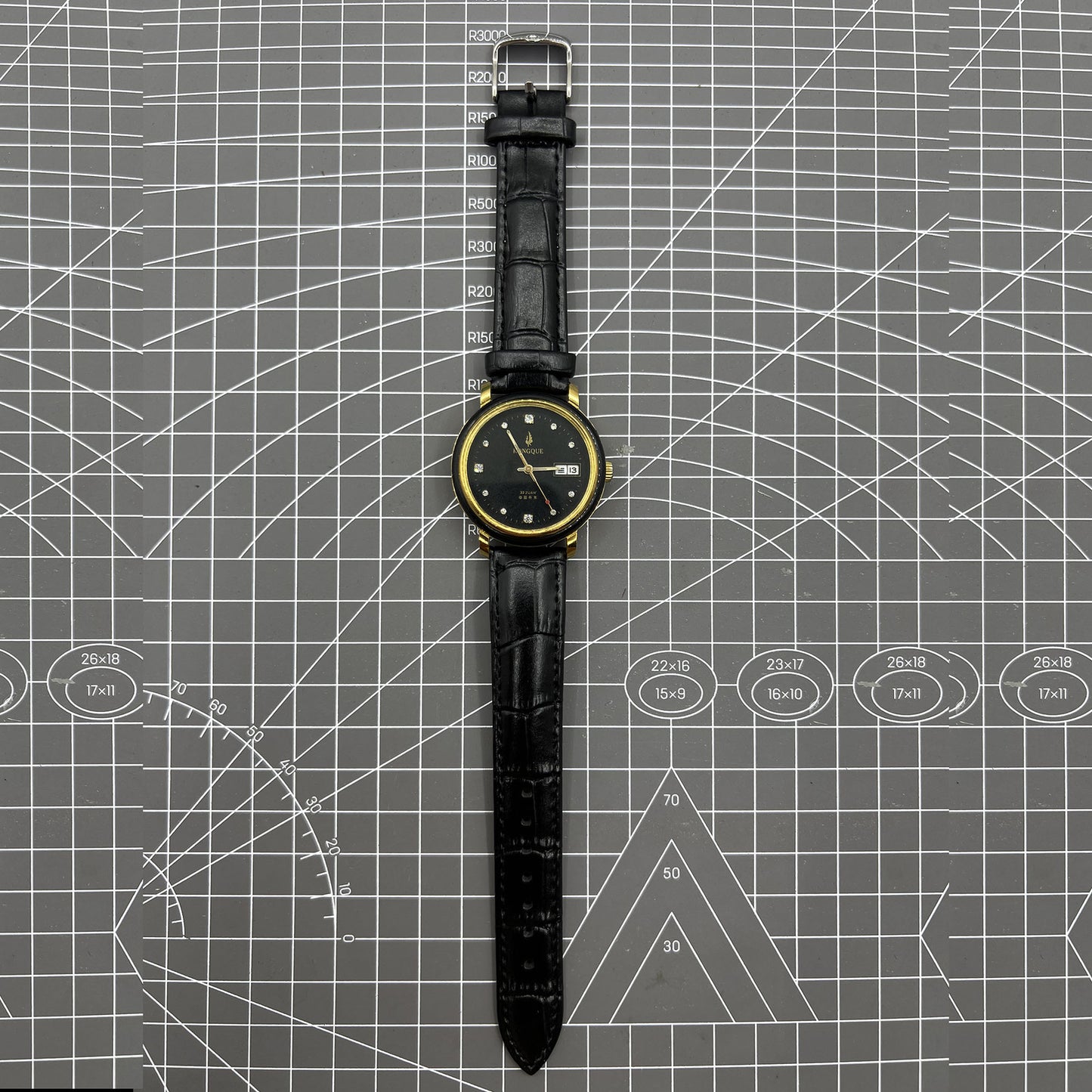 37mm Kongque automatic watch with black dial, double calendar, 33 jewels, and mechanical movement.
