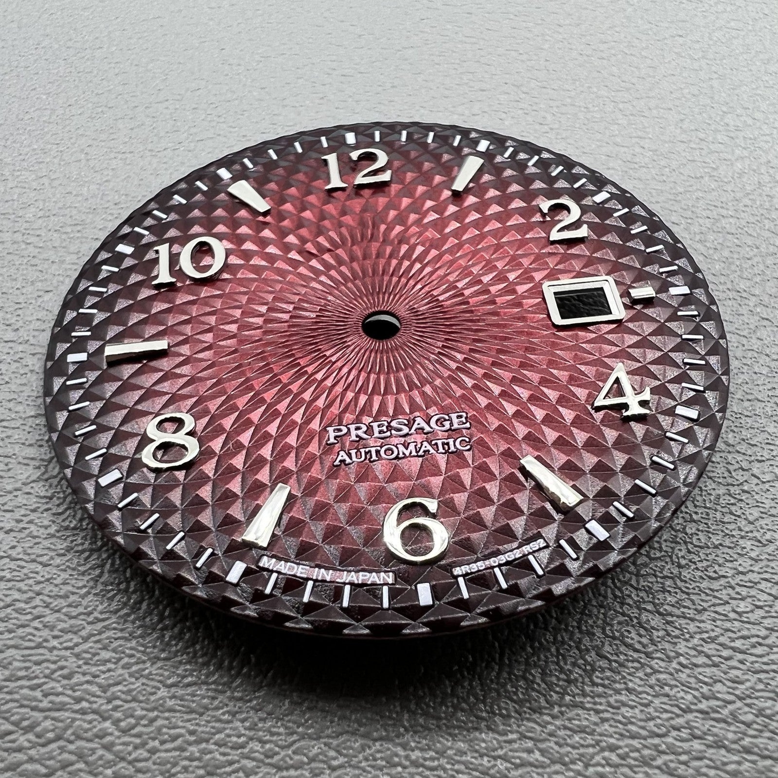 Red 35mm Silver Gradual Nail Datejust watch dial, no lume, compatible with NH35 NH36 movement