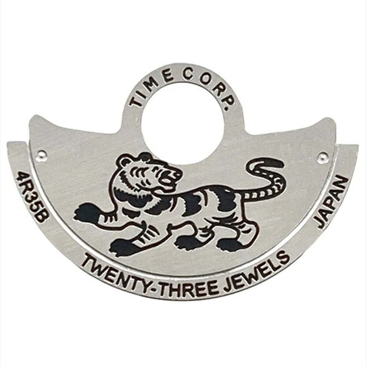 Tiger-themed silver rotor overlay for NH35/NH36 4R35 watches, enhancing style and performance.