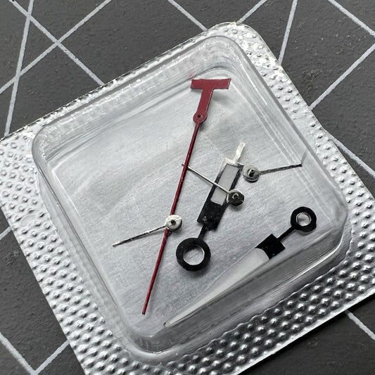 Green lume silver trim watch hands set by T044, compatible with ETA G10.211 and G10.212 movements, precision fit