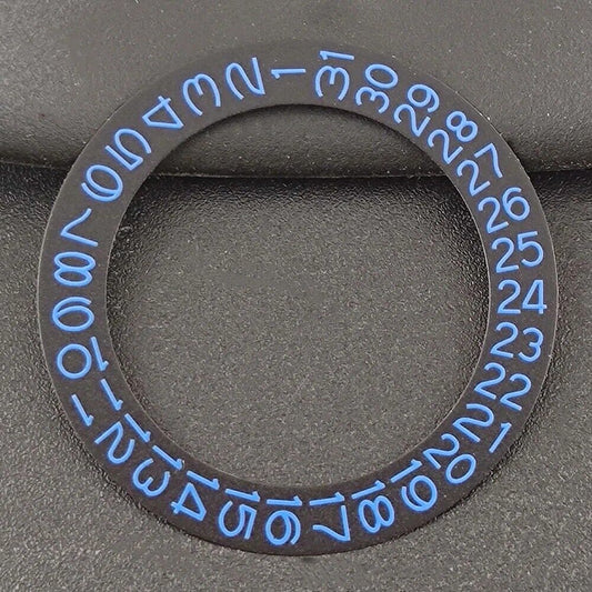 Blue date wheel overlay for NH35/NH36 with black background, enhancing watch accessory precision.