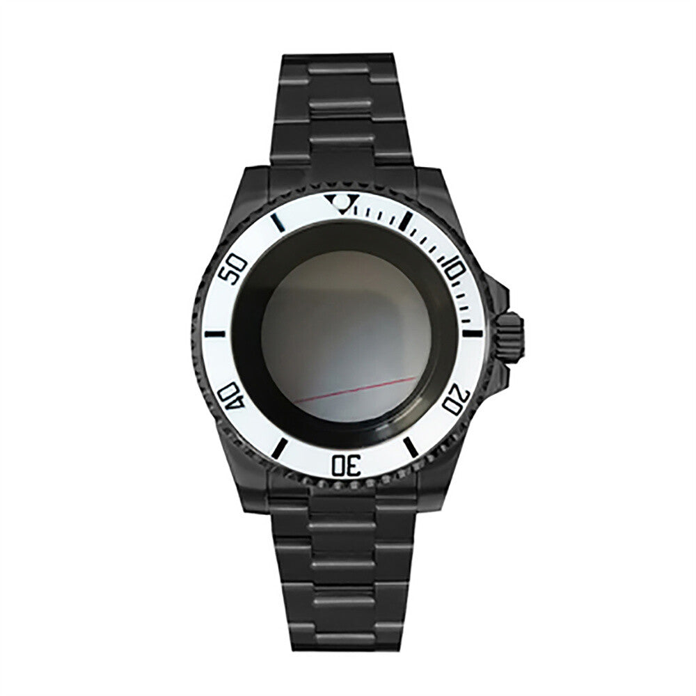 Boîtier de montre 40 mm avec bracelet en acier inoxydable noir PVD et verre saphir pour NH35/NH36