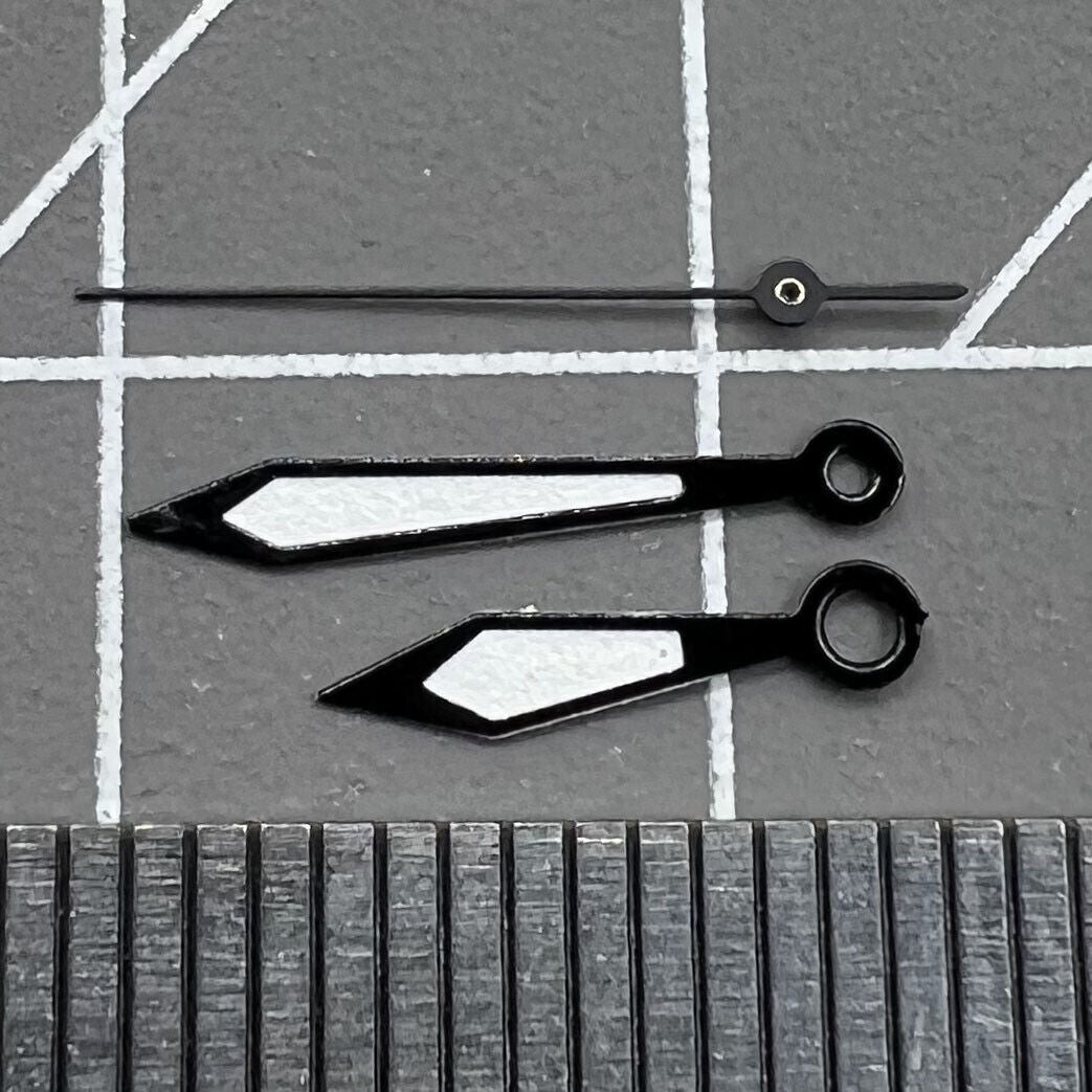 Aiguilles de montre peintes en blanc, garniture noire de 12 mm, pour mouvement à quartz Ronda 515
