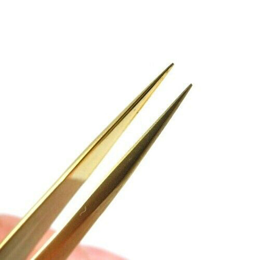 Bergeon 7422-PM-S5 brass anti-magnetic tweezers for precise watch repair and assembly.
