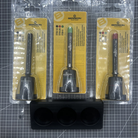 Swiss Bergeon 7721 precision automatic oilers set of 3 for watch repair and maintenance
