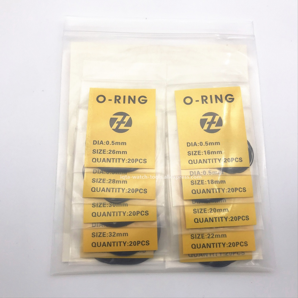 200pcs 0.5/0.6/0.7mm 16mm-34mm Watch O-Ring Waterproof Rubber Seal O-Ring
