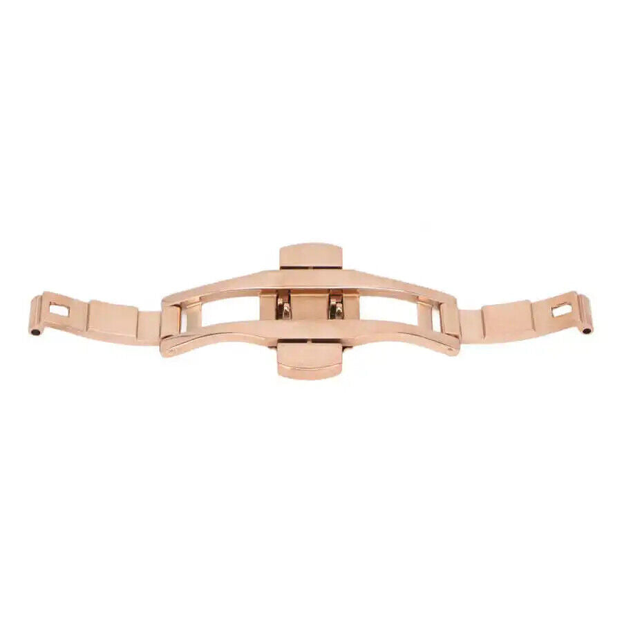 Fermoir de bracelet de montre unisexe en or rose à double bouton-poussoir