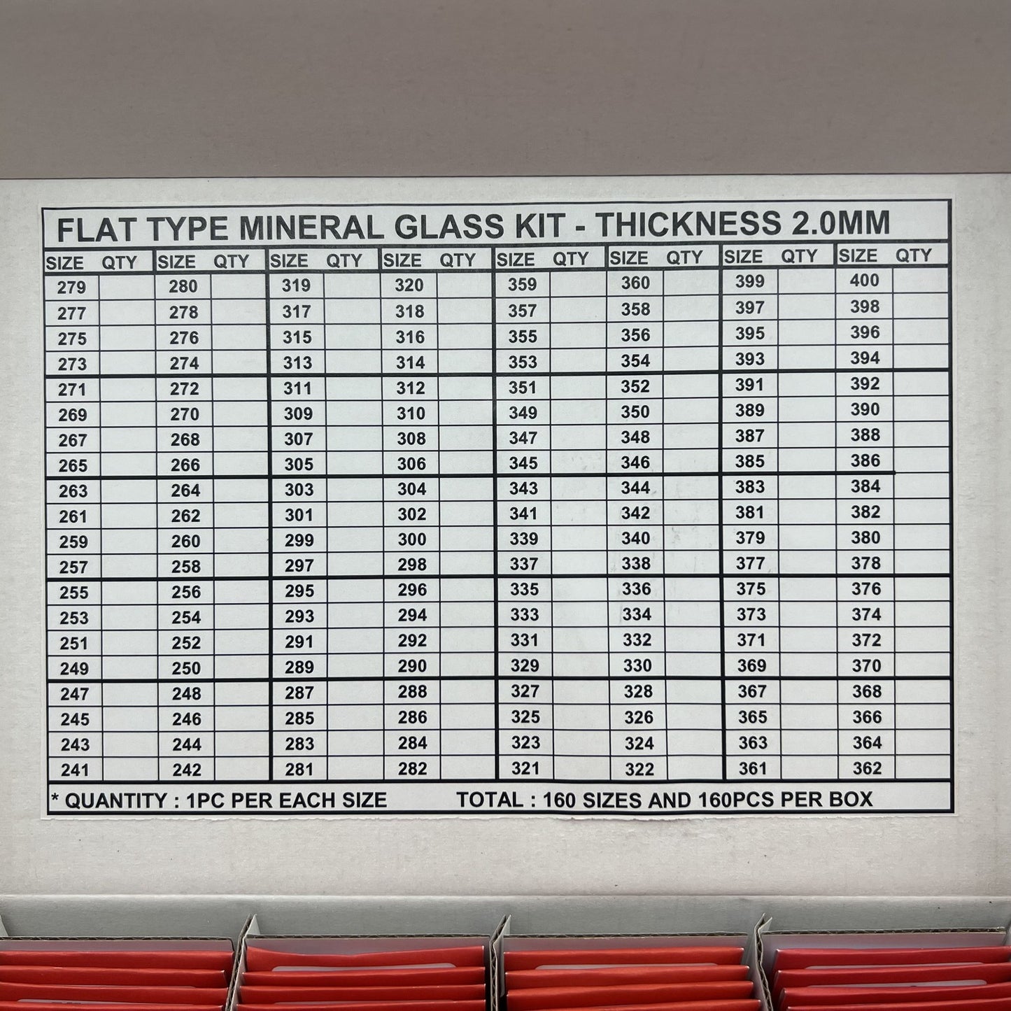 160 Stück 2.0mm Dicke Flache Runde Uhren Mineralglas Ersatz 24.1-40mm