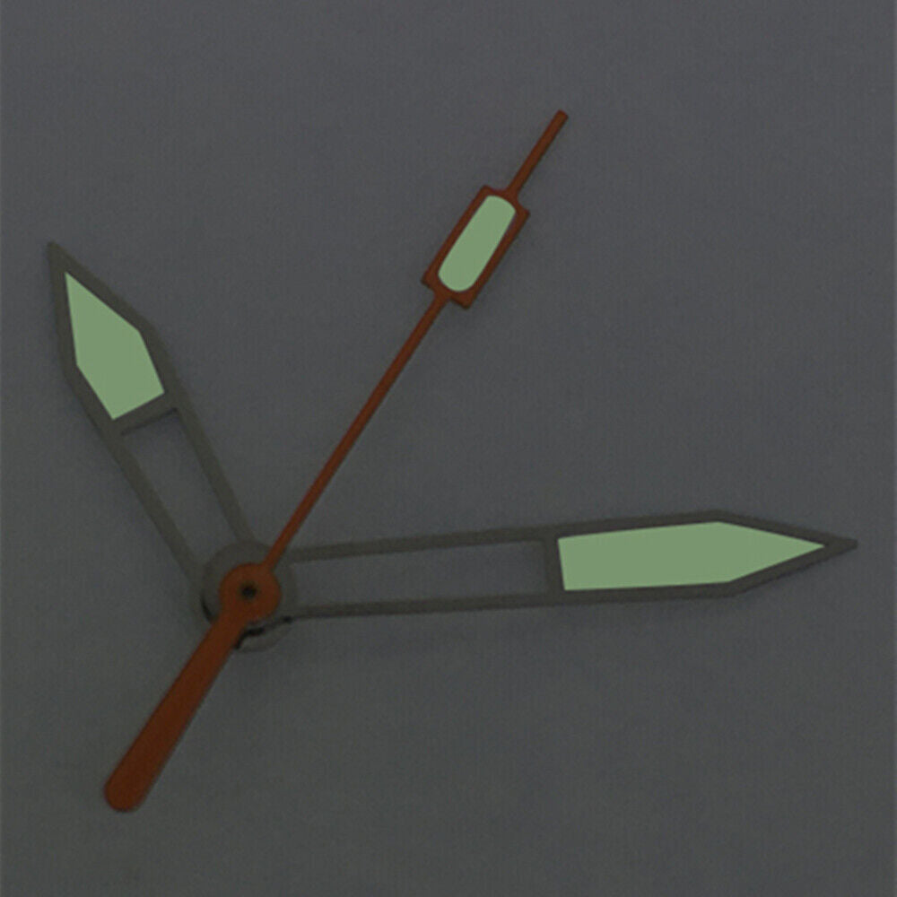 Orange second hand with green lume and silver trim for ETA2836/2846/2824 movements.