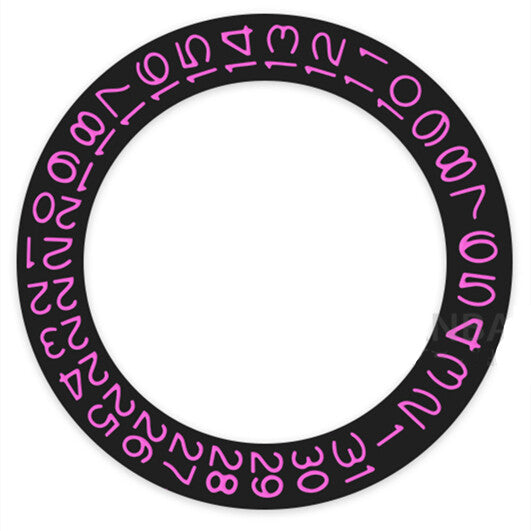 Pink date disk with bold numbers for Seiko NH35 NH36 watches, black background, watch accessory.