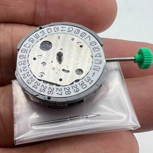 Miyota FS16 quartz watch movement with date window at 3 and 6, precision Japan-made mechanism.