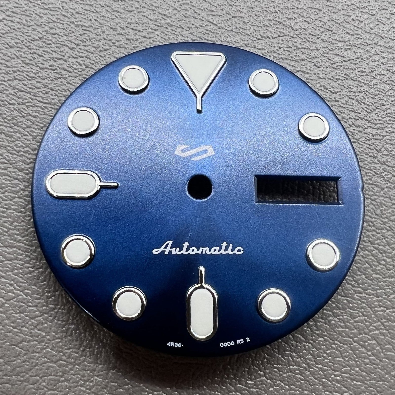 Green Lume Datejust watch dial with blue and silver trim, compatible with NH35 NH36 movement.