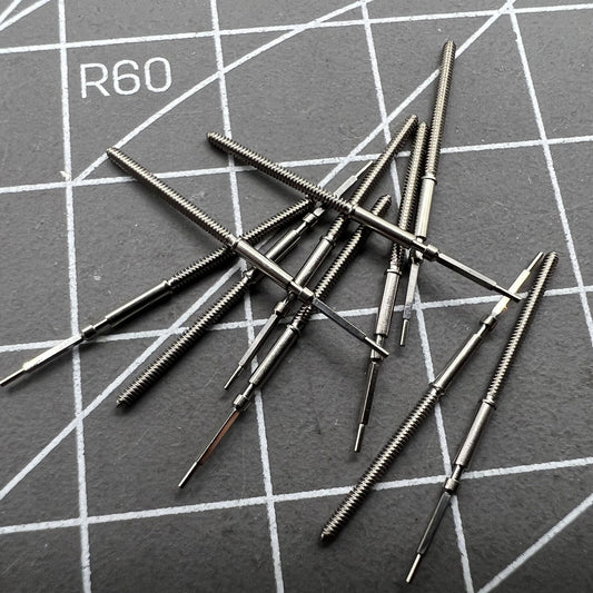 Swiss watch winding stem for Ronda 7004 movement, precision-made by Made brand for reliable time adjustment.