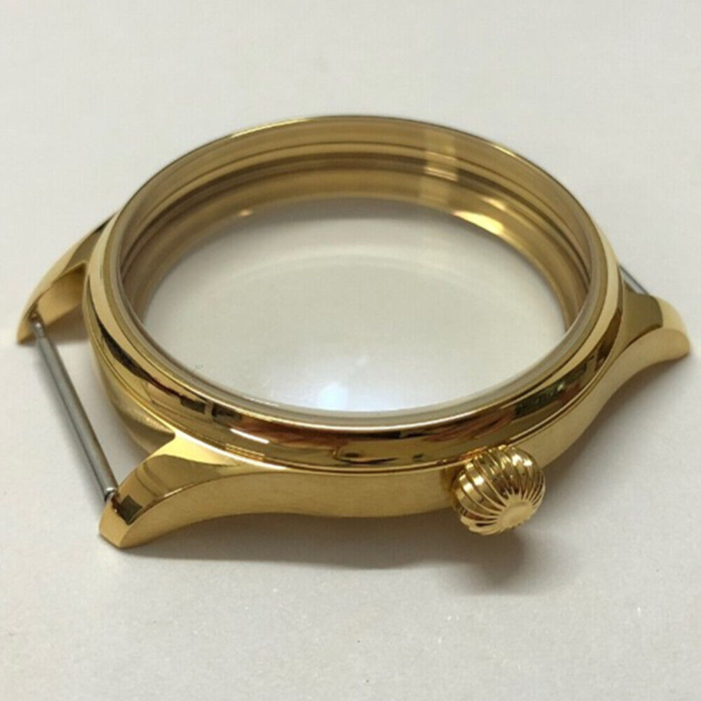 Boîtier de montre doré 316L de 44 mm pour mouvement Seagull ST3600/ST3621/<tc>ETA</tc>6497/<tc>ETA</tc>6498