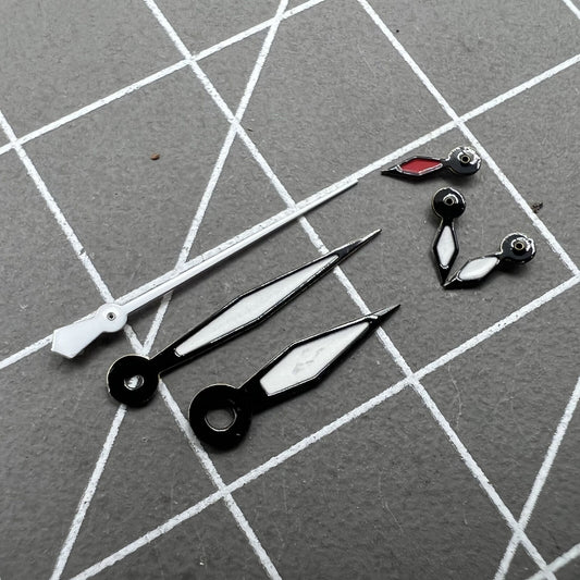 14mm green luminous watch hands with white and black trim for PE70 movement