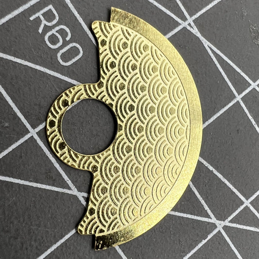 Golden waved metal sheet rotor hammer overlay, compatible with Miyota 9015 movement, stylish watch accessory.