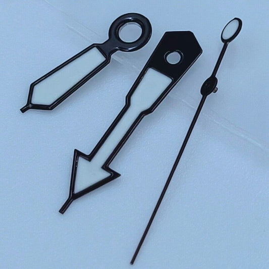 Black trim white painted green lume watch hands, compatible with NH35 NH36 7S26 7S36 movements.