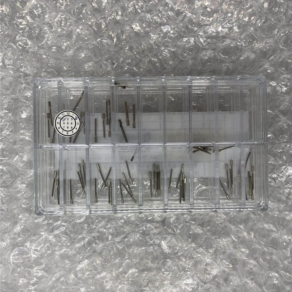 AM-678SE65 watch winding stem extenders set, 13 sizes, 65 pieces, compatible with various watch movements for precise adjustments.