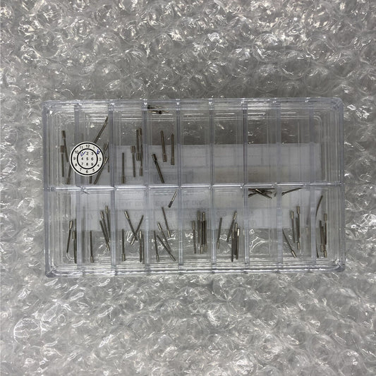AM-678SE65 watch winding stem extenders set, 13 sizes, 65 pieces, compatible with various watch movements for precise adjustments.
