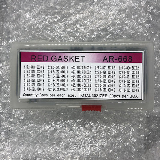 AR-668 waterproof O ring gaskets set by AR-668, 90 PCS in 30 sizes for watch back sealing.
