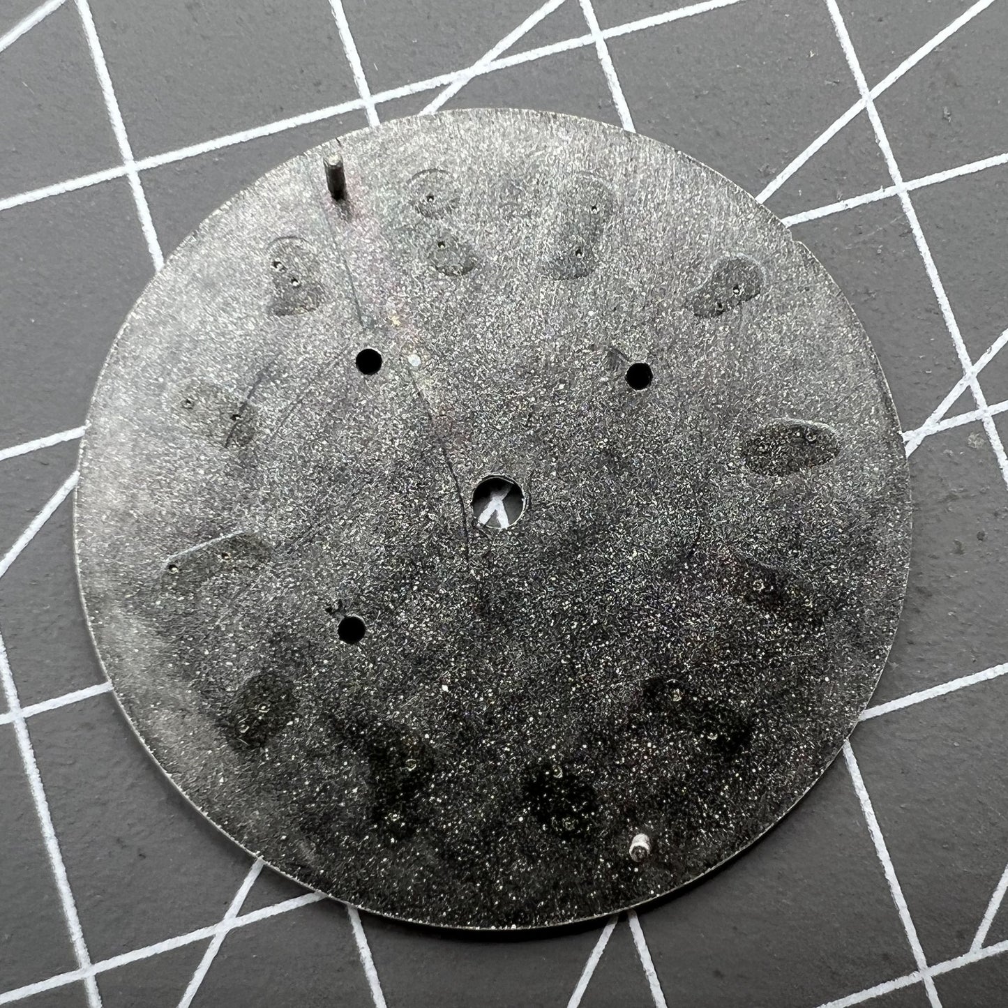 Green lume 32.5mm grey rock style matted watch dial, designed for VK63 quartz movement with rugged finish.